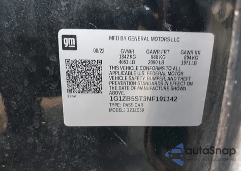 2022 Chevrolet Malibu Fwd Ls z USA, uszkodzony, nr VIN 1G1ZB5ST3NF191142